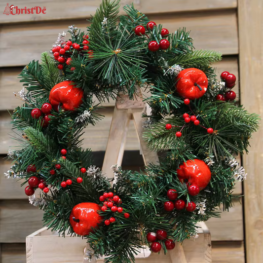 ChristDe - Merry Poinsettia Door Wreath Decor